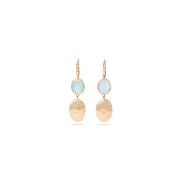 Siviglia Yellow Gold, Aquamarine and Diamond Drop Earrings